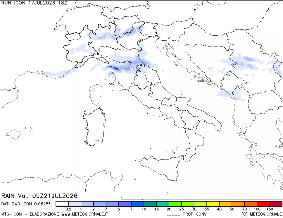 mappa Precipitazioni totali e convettive
