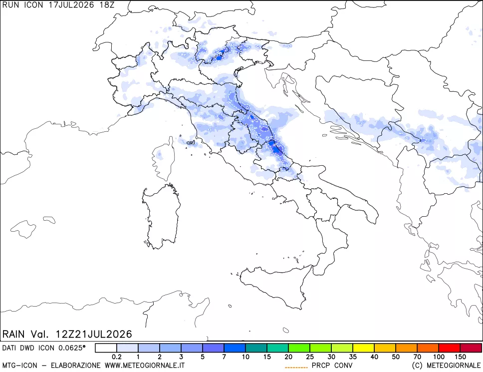 mappa Precipitazioni totali e convettive