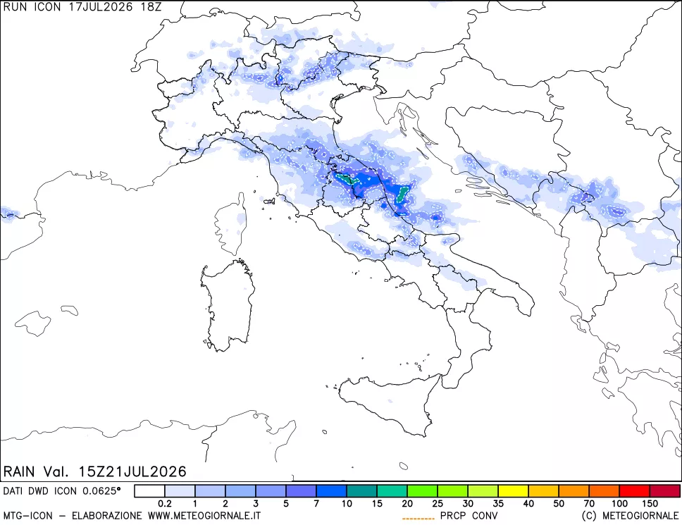 mappa Precipitazioni totali e convettive