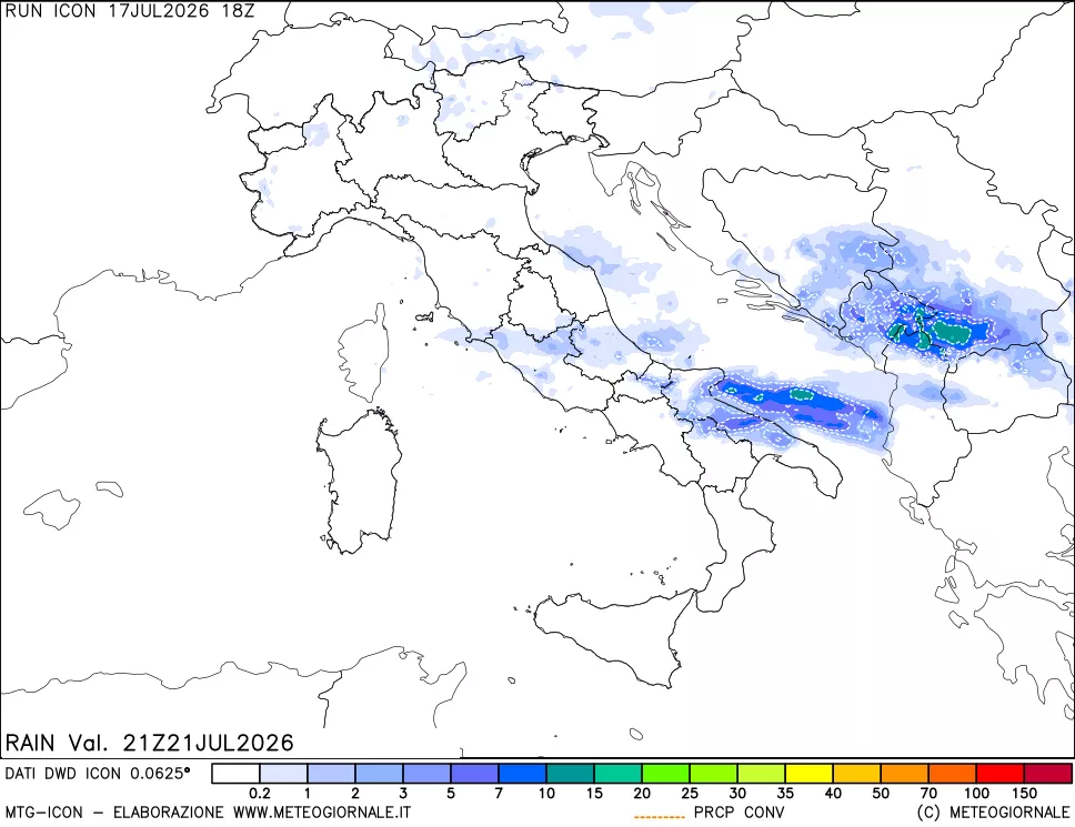 mappa Precipitazioni totali e convettive