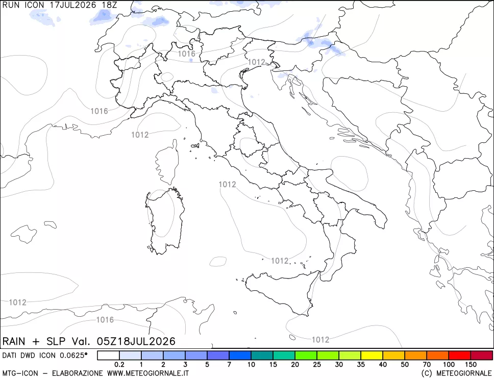 mappa Precipitazioni e pressione SLM