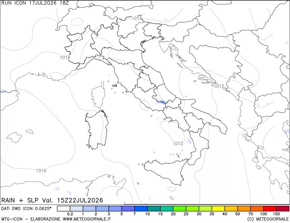 mappa Precipitazioni e pressione SLM