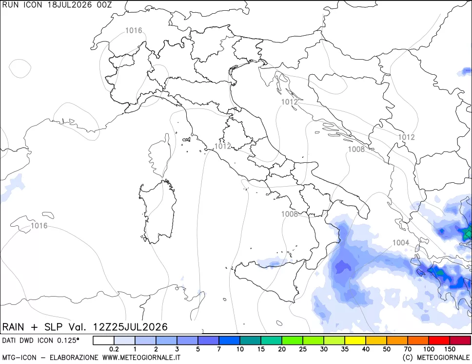 mappa Precipitazioni e pressione SLM