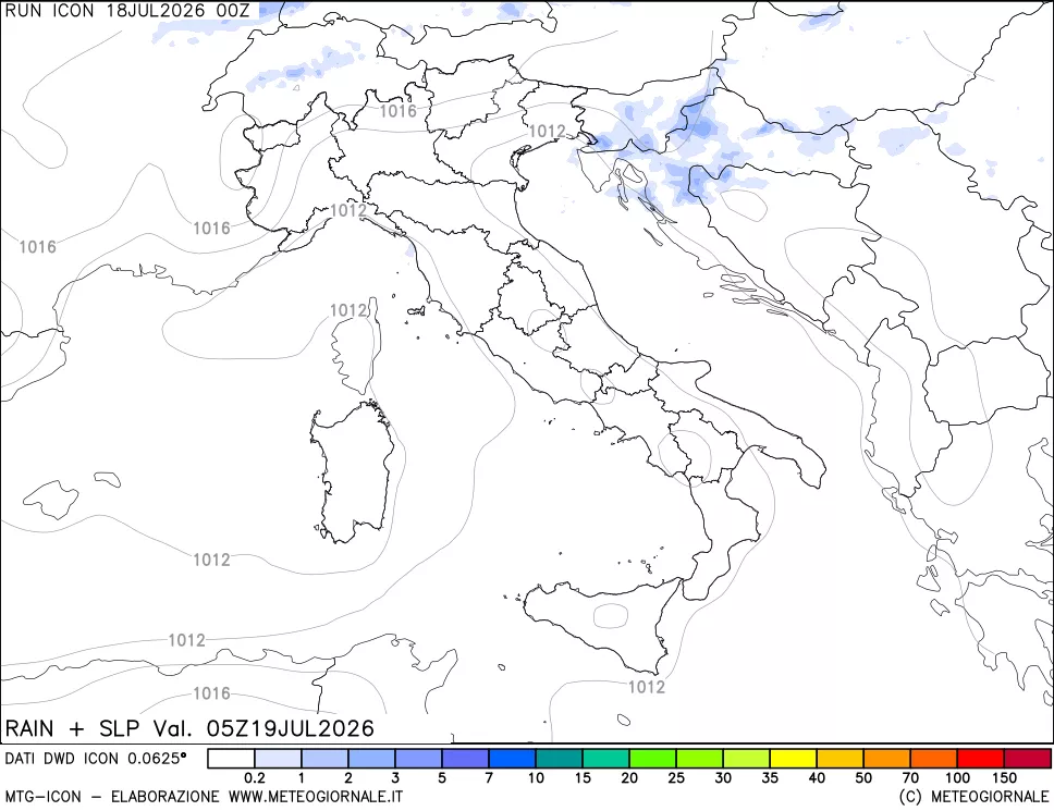 mappa Precipitazioni e pressione SLM