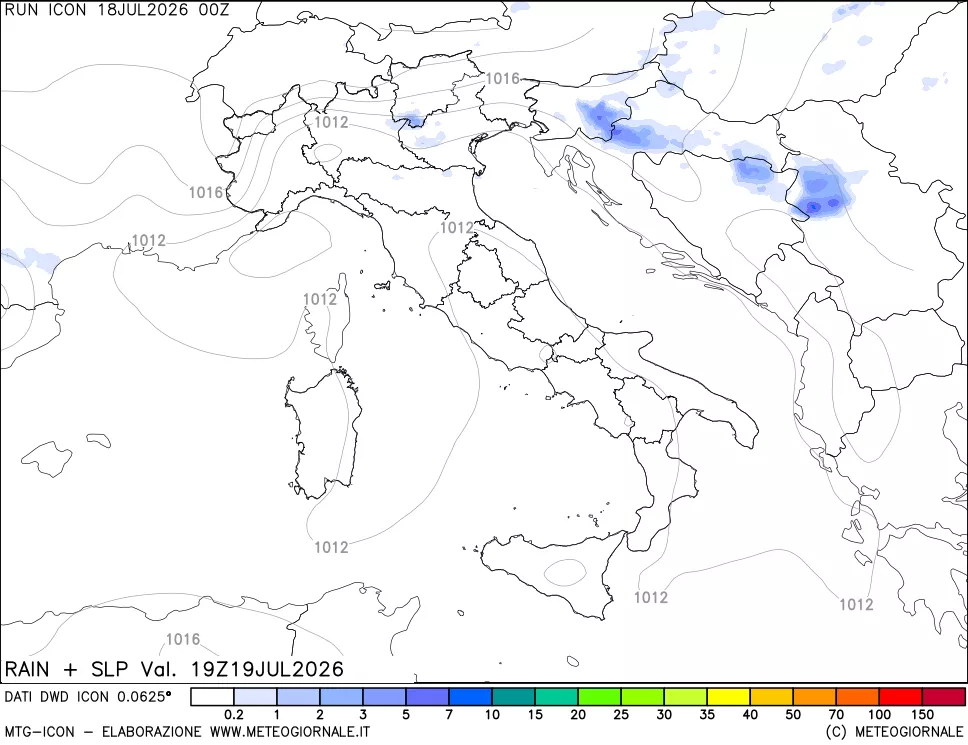 mappa Precipitazioni e pressione SLM