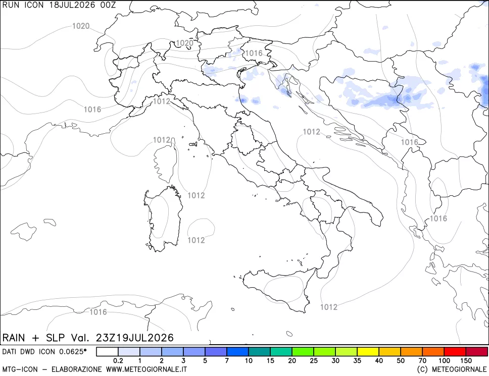 mappa Precipitazioni e pressione SLM