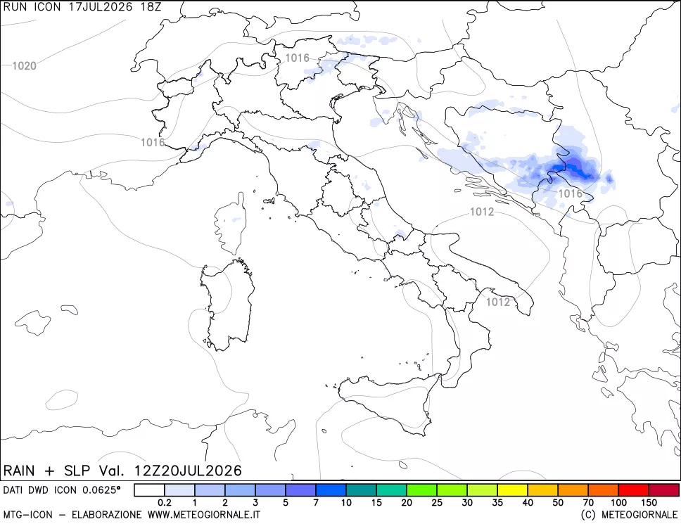 mappa Precipitazioni e pressione SLM