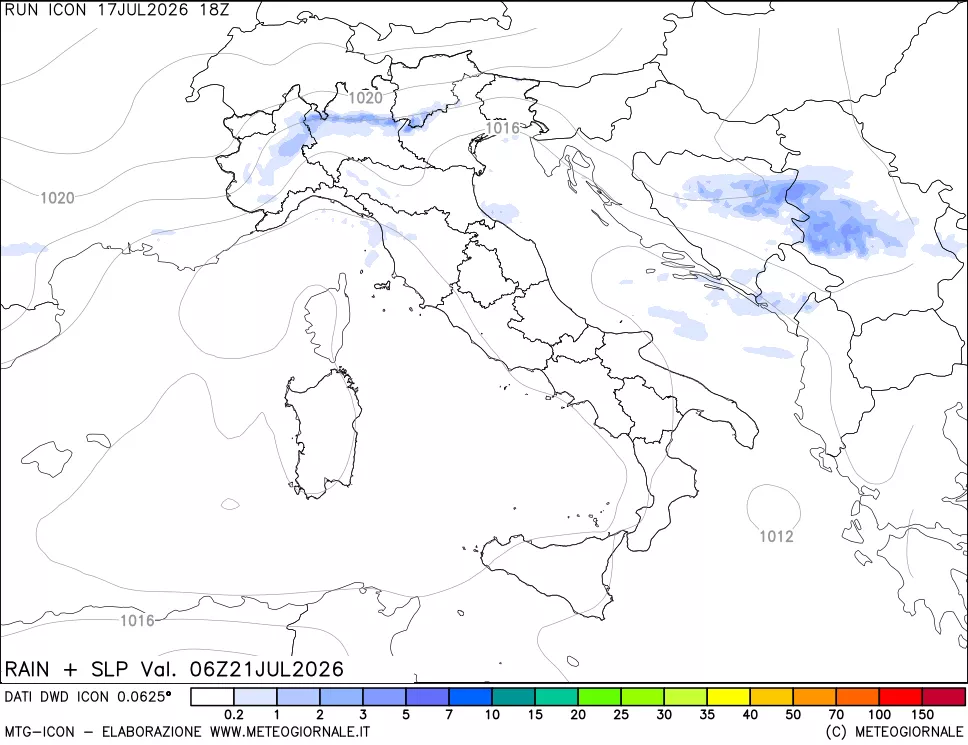 mappa Precipitazioni e pressione SLM