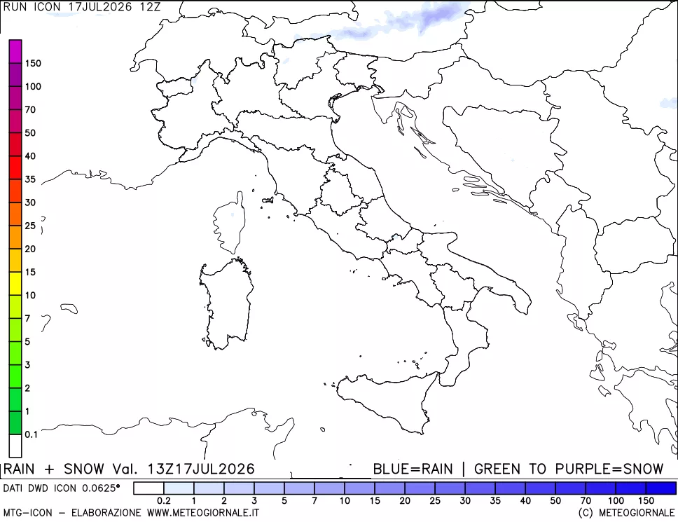 mappa Precipitazioni totali e nevose