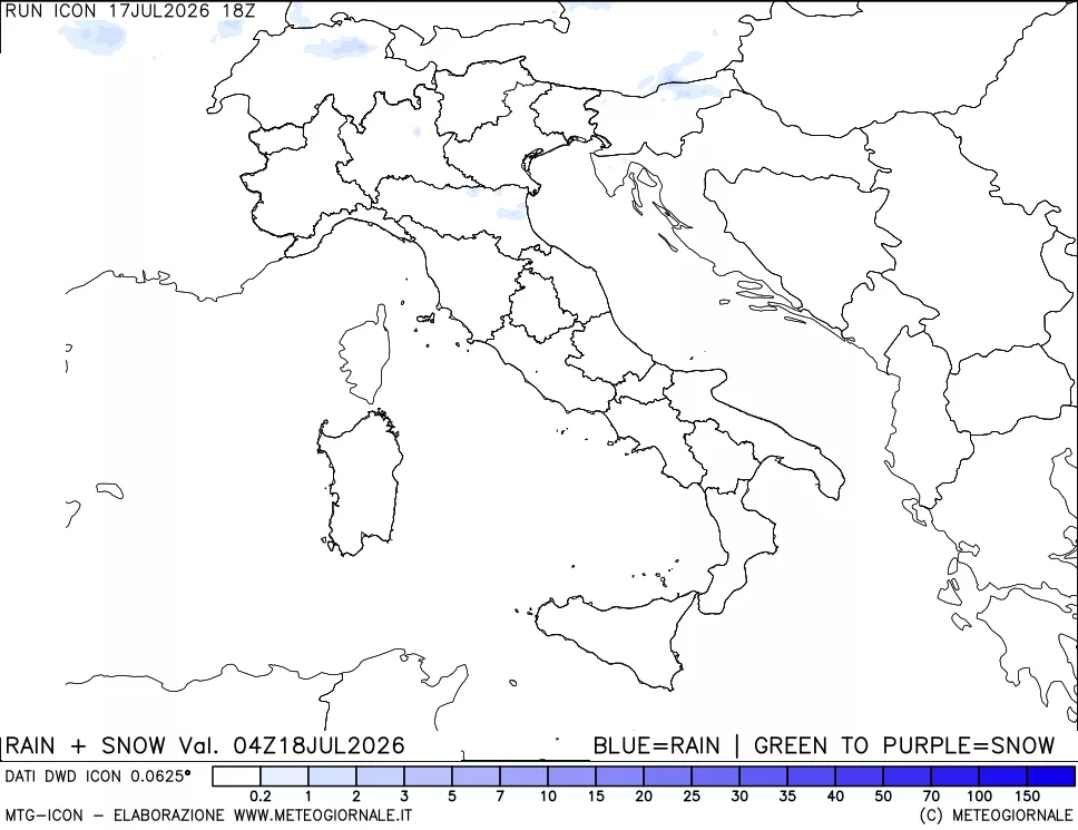 mappa Precipitazioni totali e nevose