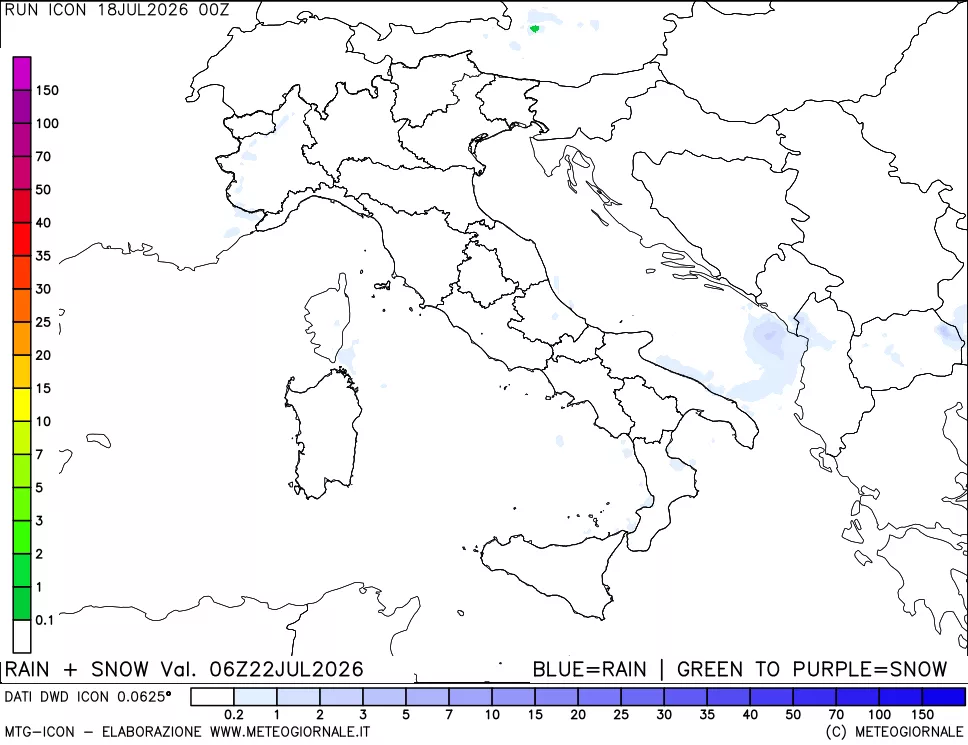 mappa Precipitazioni totali e nevose