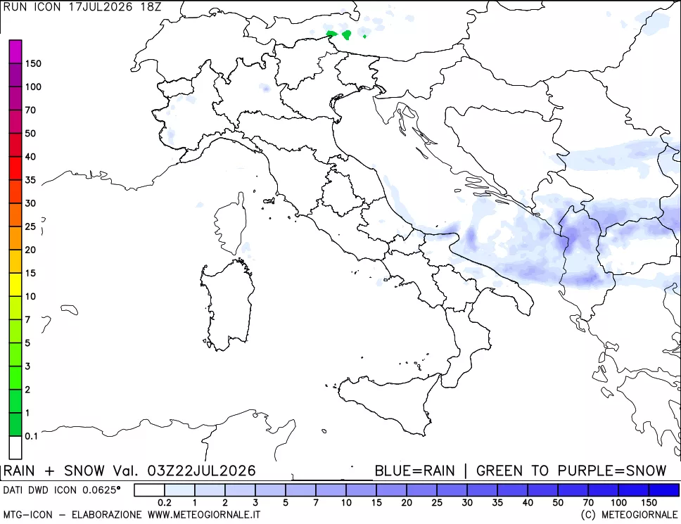mappa Precipitazioni totali e nevose