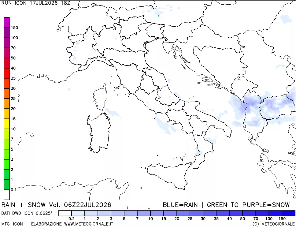 mappa Precipitazioni totali e nevose