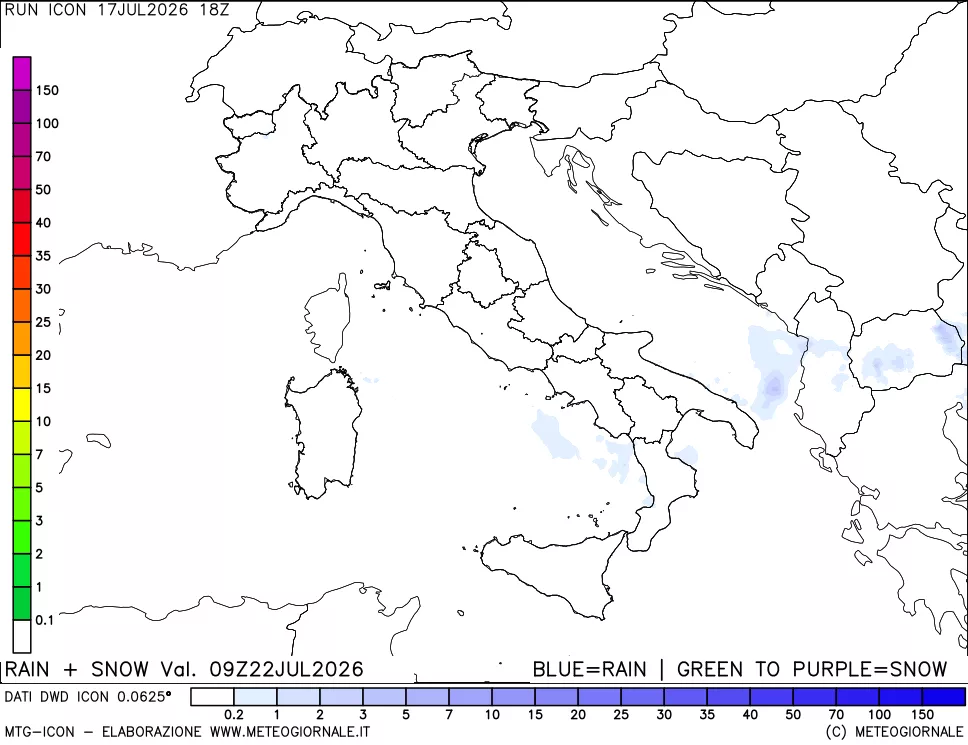 mappa Precipitazioni totali e nevose