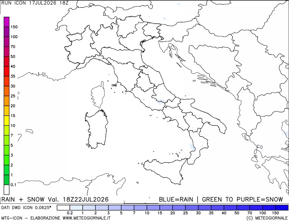 mappa Precipitazioni totali e nevose
