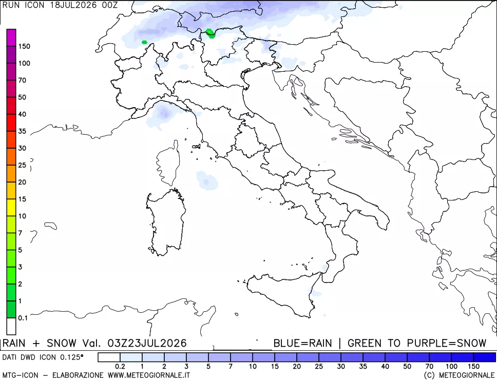 mappa Precipitazioni totali e nevose