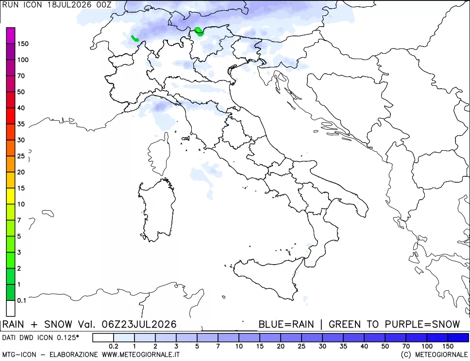 mappa Precipitazioni totali e nevose