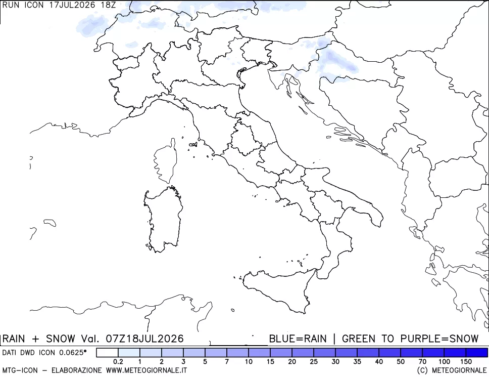mappa Precipitazioni totali e nevose