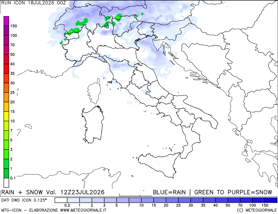 mappa Precipitazioni totali e nevose