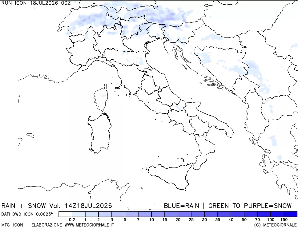 mappa Precipitazioni totali e nevose