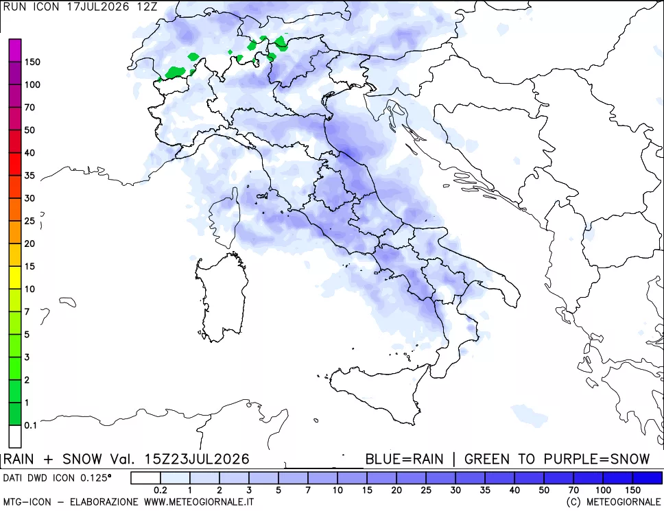 mappa Precipitazioni totali e nevose