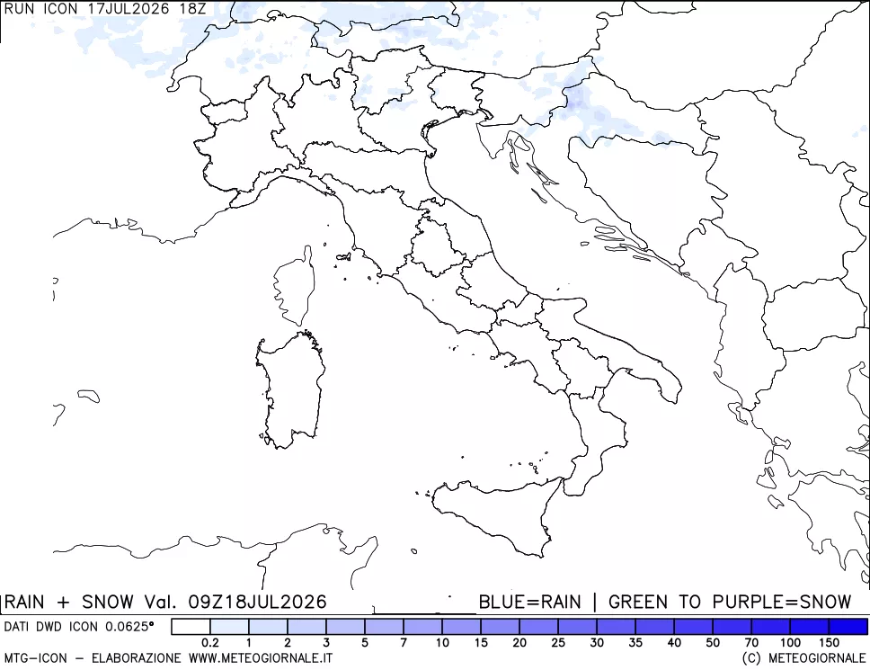 mappa Precipitazioni totali e nevose