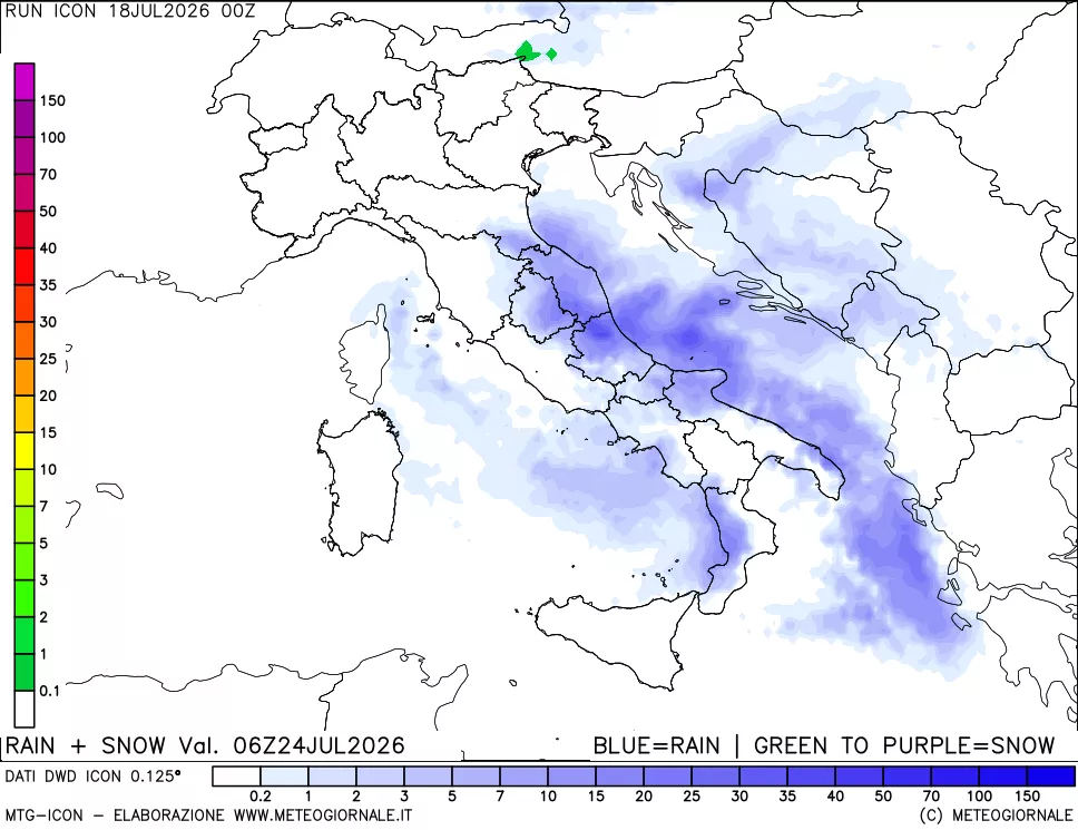 mappa Precipitazioni totali e nevose