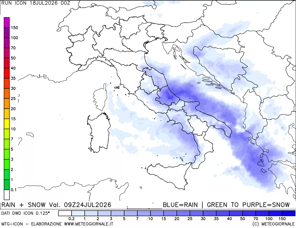 mappa Precipitazioni totali e nevose