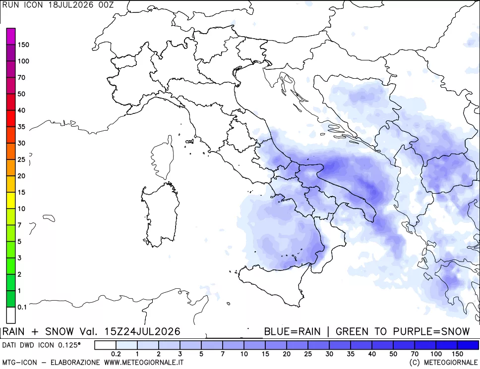 mappa Precipitazioni totali e nevose