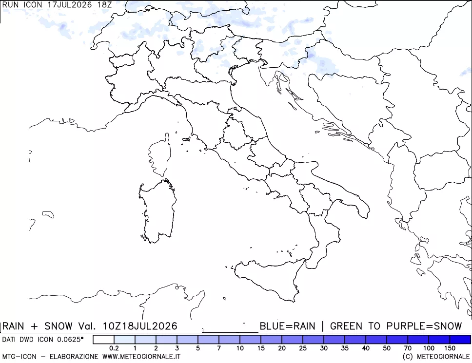 mappa Precipitazioni totali e nevose