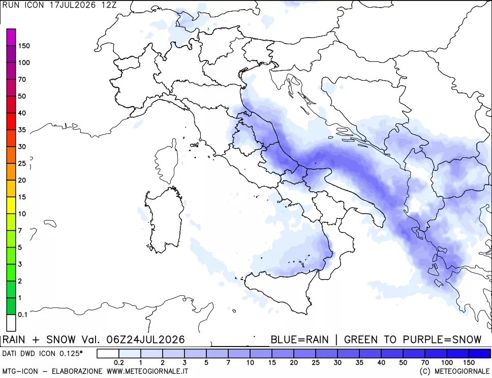 mappa Precipitazioni totali e nevose