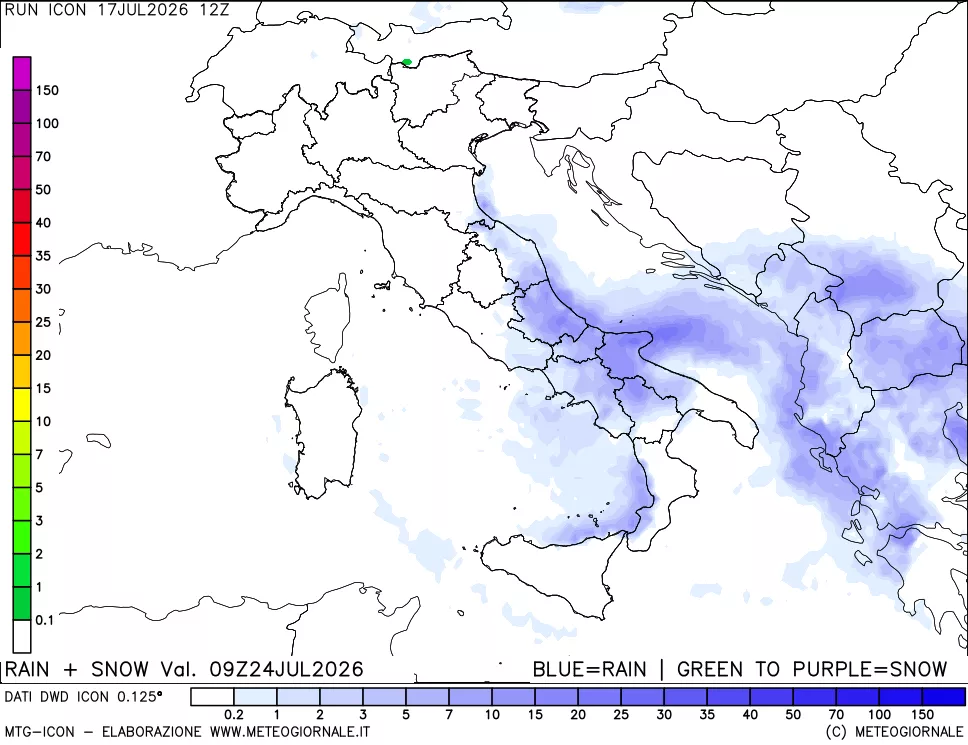 mappa Precipitazioni totali e nevose