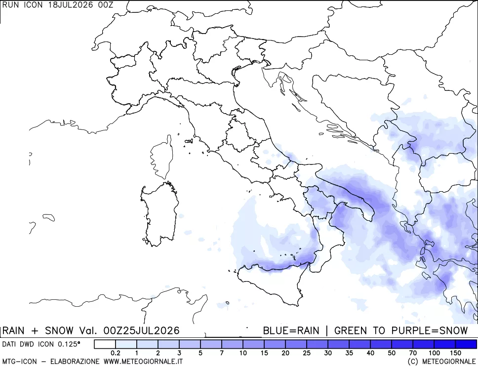 mappa Precipitazioni totali e nevose