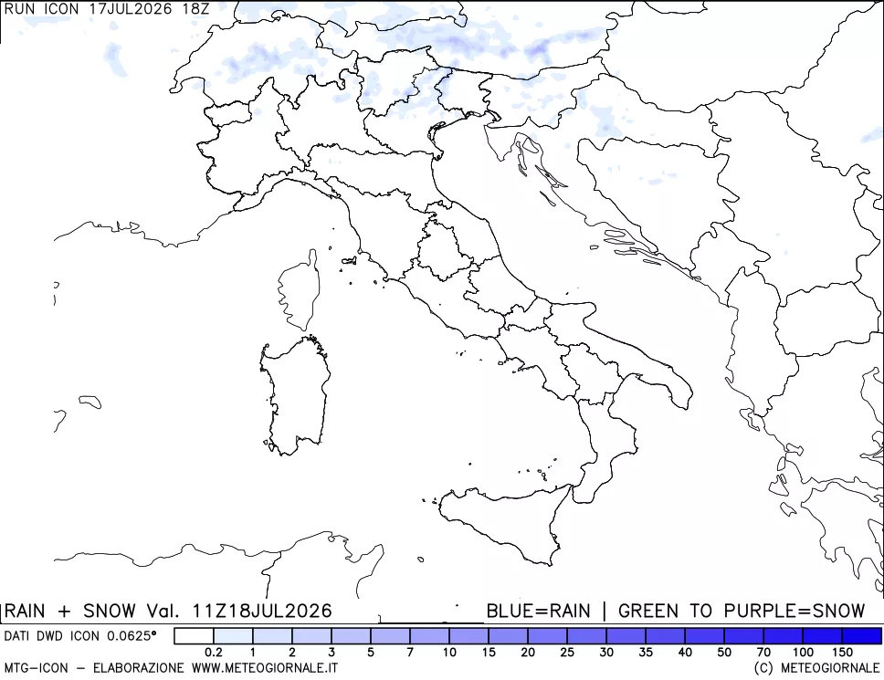 mappa Precipitazioni totali e nevose