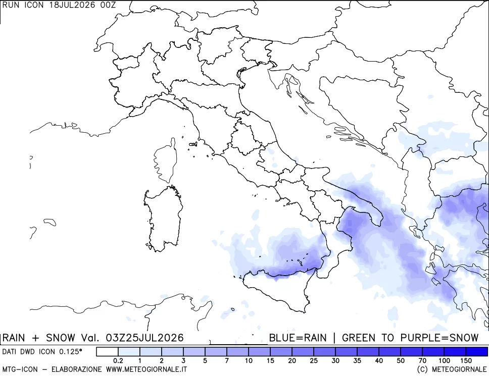 mappa Precipitazioni totali e nevose