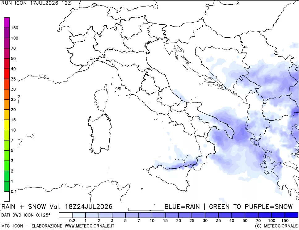 mappa Precipitazioni totali e nevose