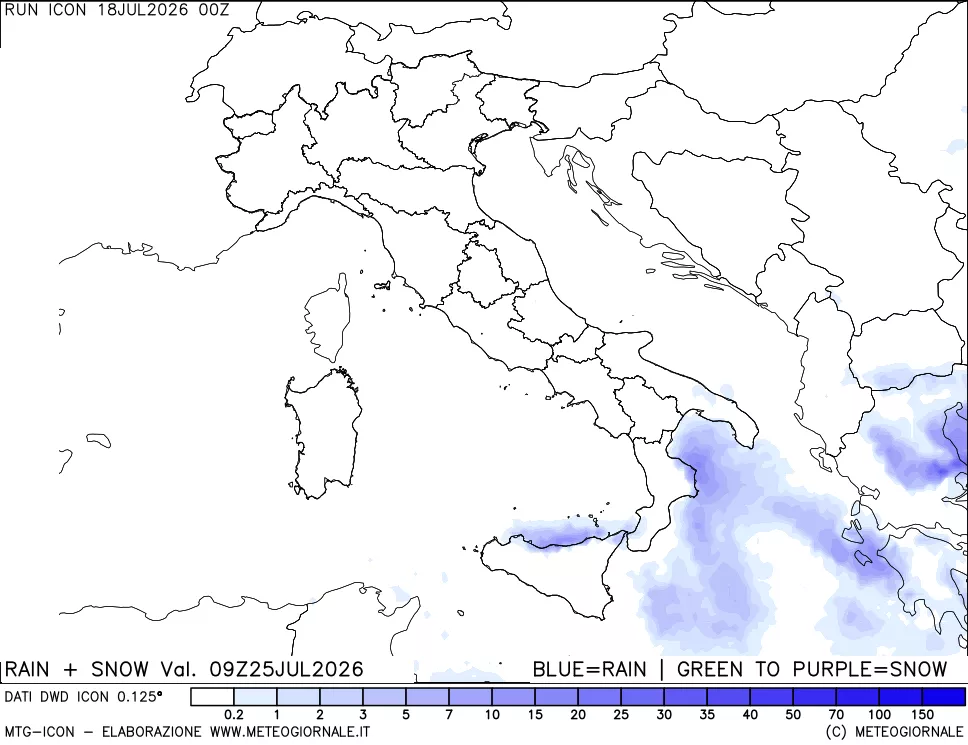 mappa Precipitazioni totali e nevose
