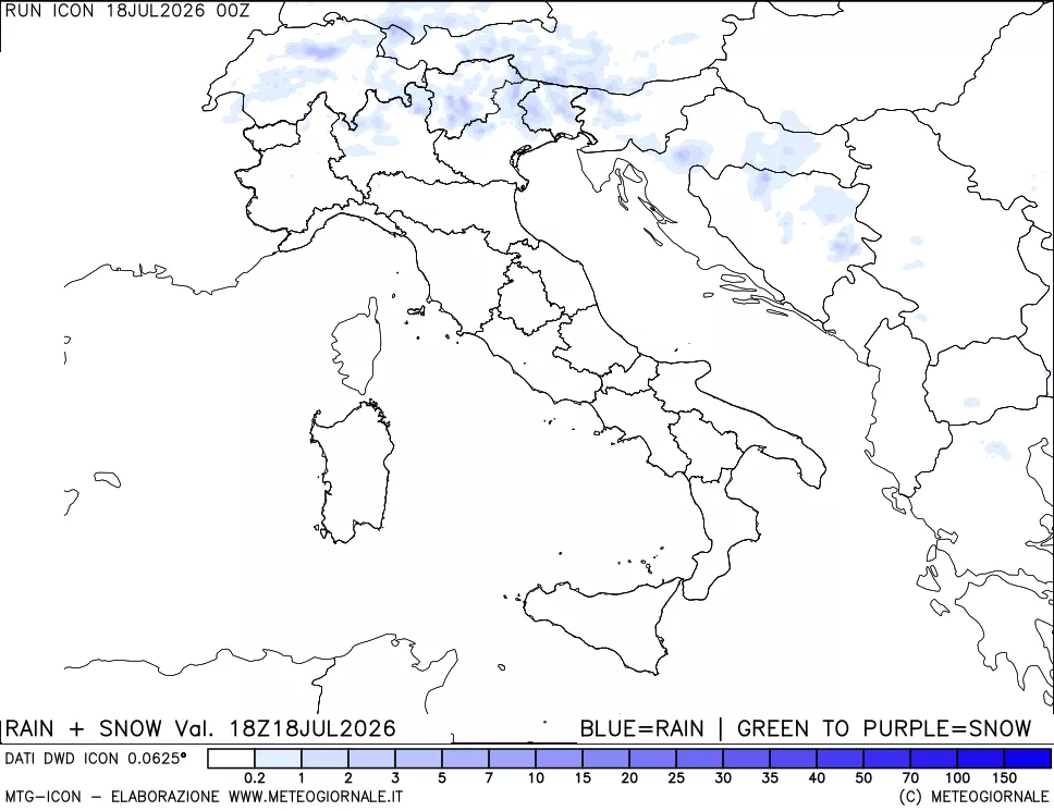 mappa Precipitazioni totali e nevose