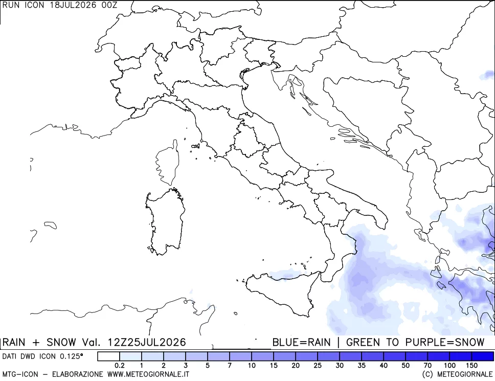 mappa Precipitazioni totali e nevose