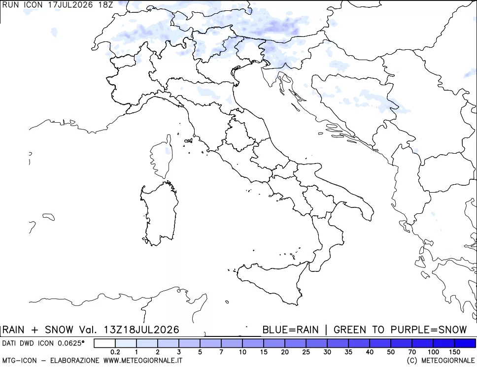 mappa Precipitazioni totali e nevose