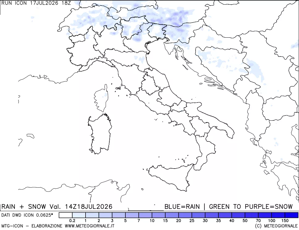 mappa Precipitazioni totali e nevose