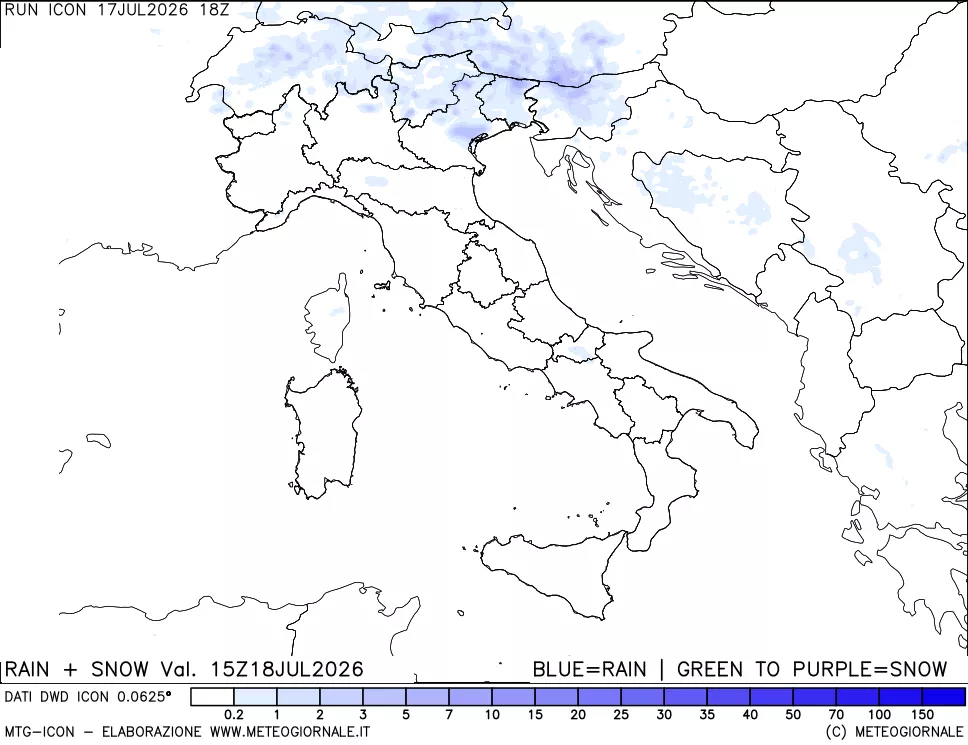mappa Precipitazioni totali e nevose