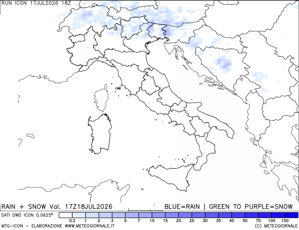 mappa Precipitazioni totali e nevose