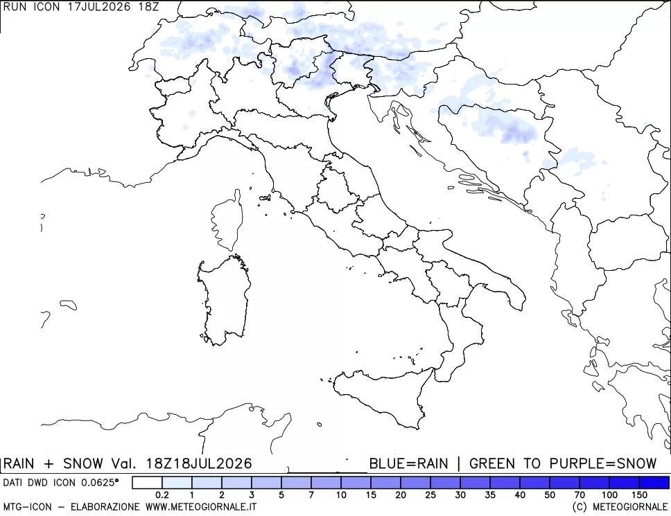 mappa Precipitazioni totali e nevose
