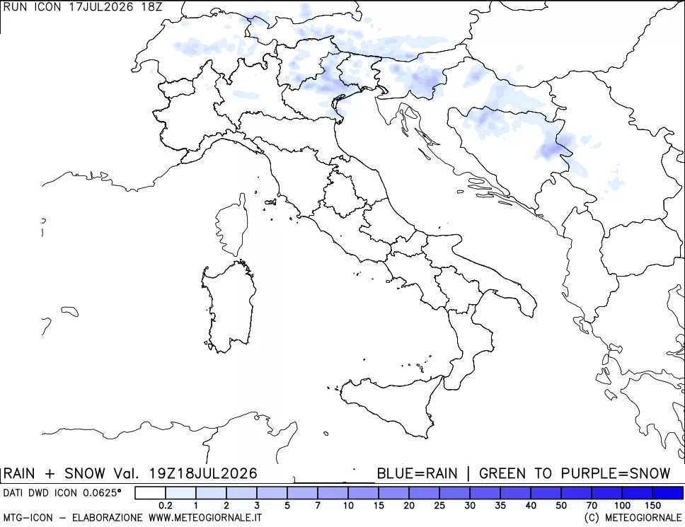 mappa Precipitazioni totali e nevose