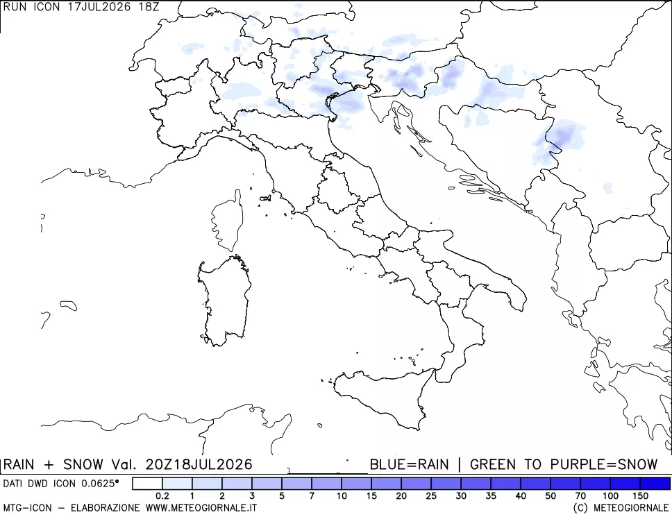mappa Precipitazioni totali e nevose