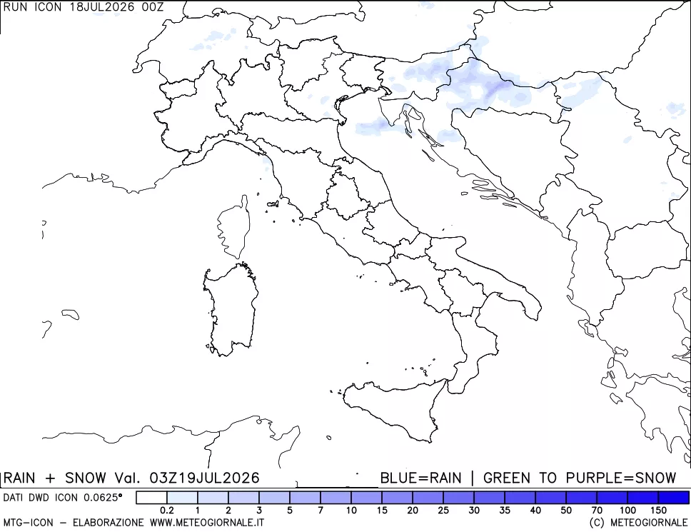 mappa Precipitazioni totali e nevose