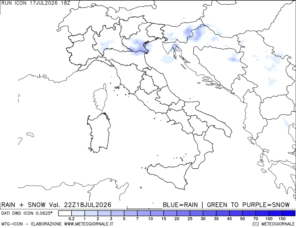 mappa Precipitazioni totali e nevose