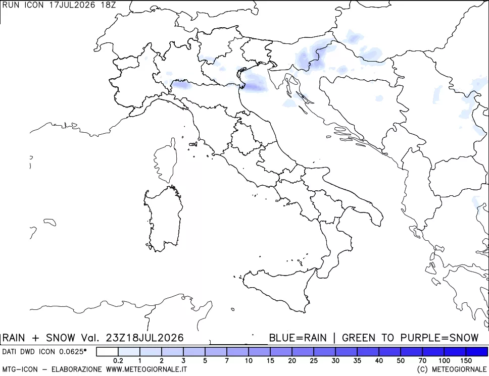 mappa Precipitazioni totali e nevose
