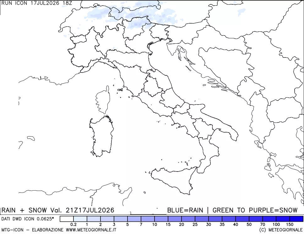 mappa Precipitazioni totali e nevose